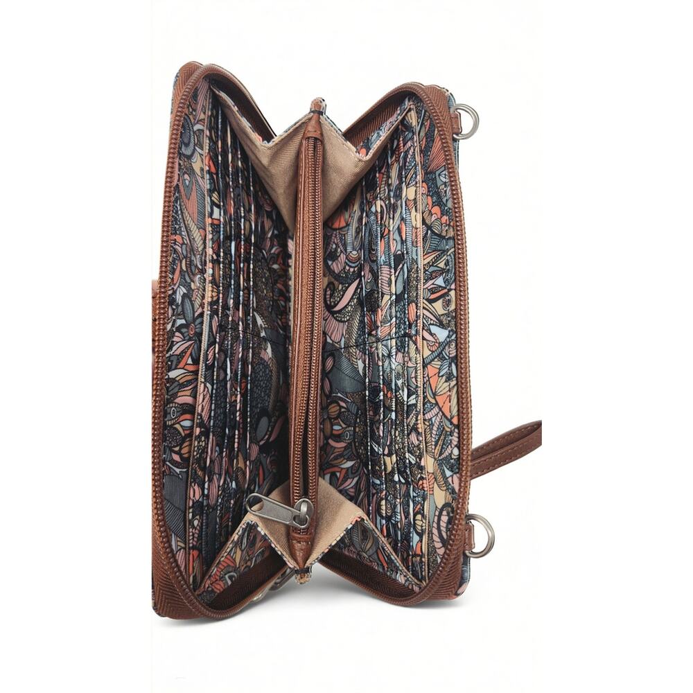 Sakroots Artist Circle Large Smartphone Crossbody Wallet Multi Floral Canvas - Picture 5 of 5